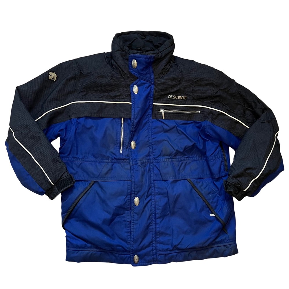 Vintage DESCENTE Snow Board‎ Ski Jacket Coat Mens Medium Blue Black Outdoor 90s